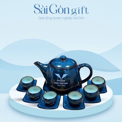 Bộ Trà Men Hỏa Biến Xanh In Logo Quà Tặng Khách Hàng SG-AC17