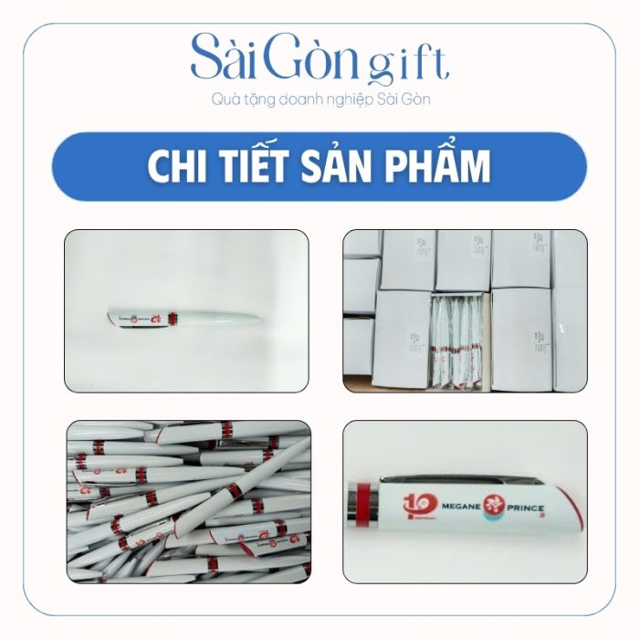Bút Bi Nhựa Màu Trắng In Logo Quà Tặng Kỷ Niệm SG-BK02