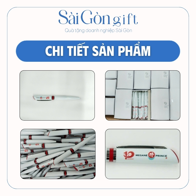 Bút Bi Nhựa Màu Trắng In Logo Quà Tặng Kỷ Niệm SG-BK02