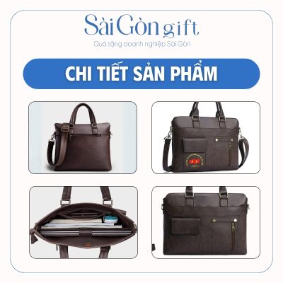 Cặp Da Nâu Bò In Logo Quà Tặng Đại Hội SG-CD06