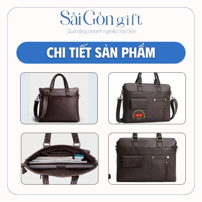 Cặp Da Nâu Bò In Logo Quà Tặng Đại Hội SG-CD06