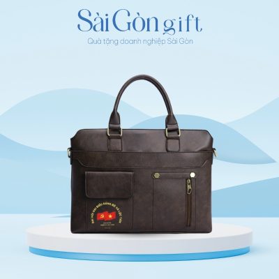 Cặp Da Nâu Bò In Logo Quà Tặng Đại Hội SG-CD06