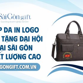 Cặp da in logo quà tặng đại hội