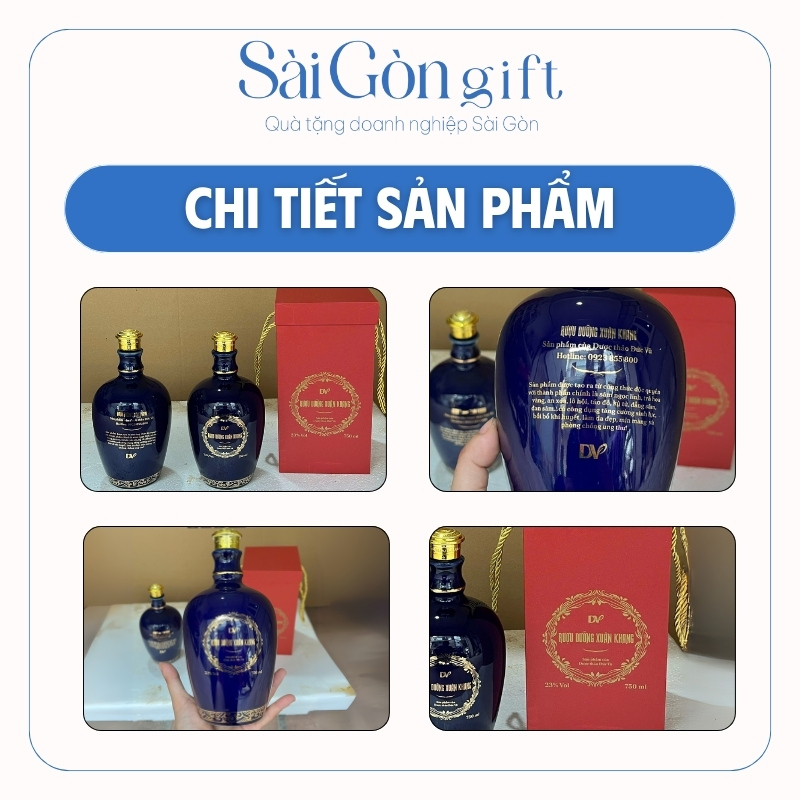 Chai Rượu Xanh Navy Vẽ Vàng Kim In Logo Quà Tặng Đối Tác SG-CR26
