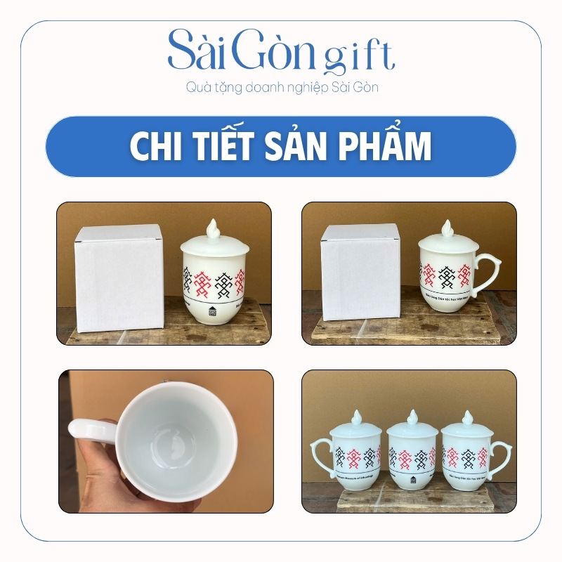 Cốc Sứ Có Nắp Dáng Ngọn Lửa In Logo Quà Tặng Quảng Cáo SG-CS23