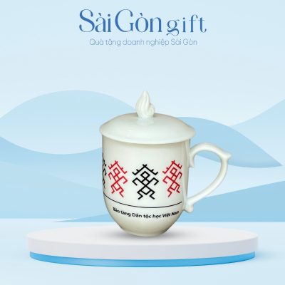 Cốc Sứ Có Nắp Dáng Ngọn Lửa In Logo Quà Tặng Quảng Cáo SG-CS23