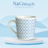 Combo Hai Cốc Sứ Vát Thấp Kẻ Họa Tiết In Logo Quà Tặng Khách Hàng SG-CS20