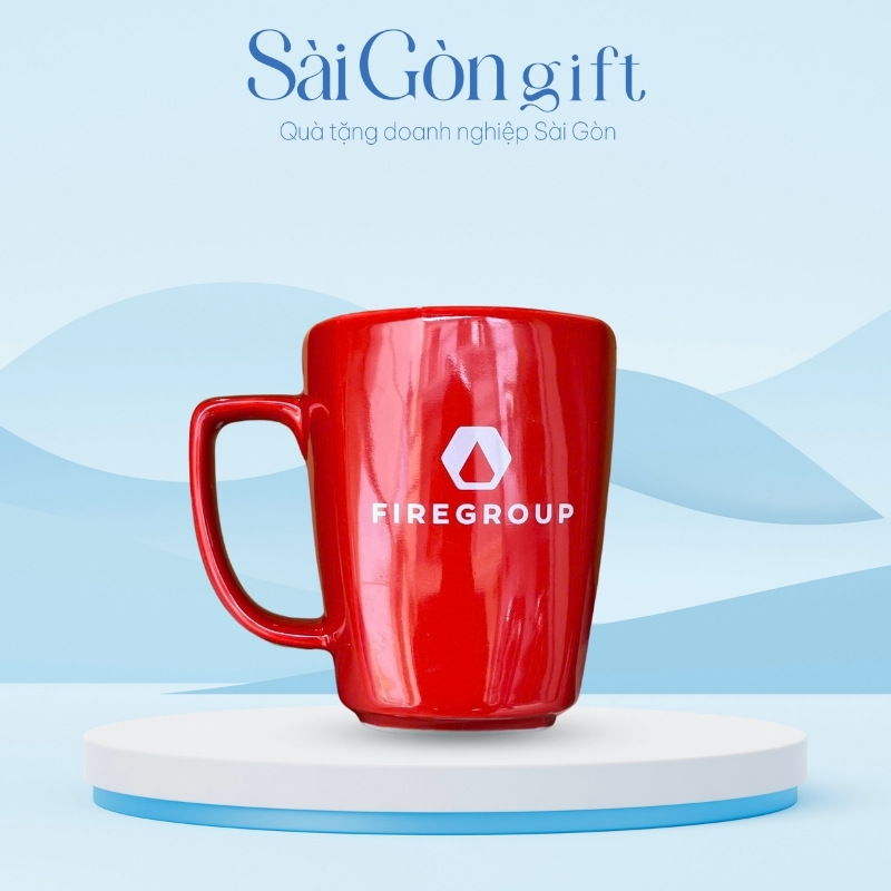 Cốc Sứ Màu Bóng Dáng Quai Vuông In Logo Quà Tặng Khách Hàng SG-CS24