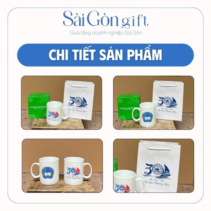Cốc Sứ Dáng Trụ Tay Cầm Chữ C In Logo Quà Tặng Kỷ Niệm Ngành Giáo Dục SG-CS22