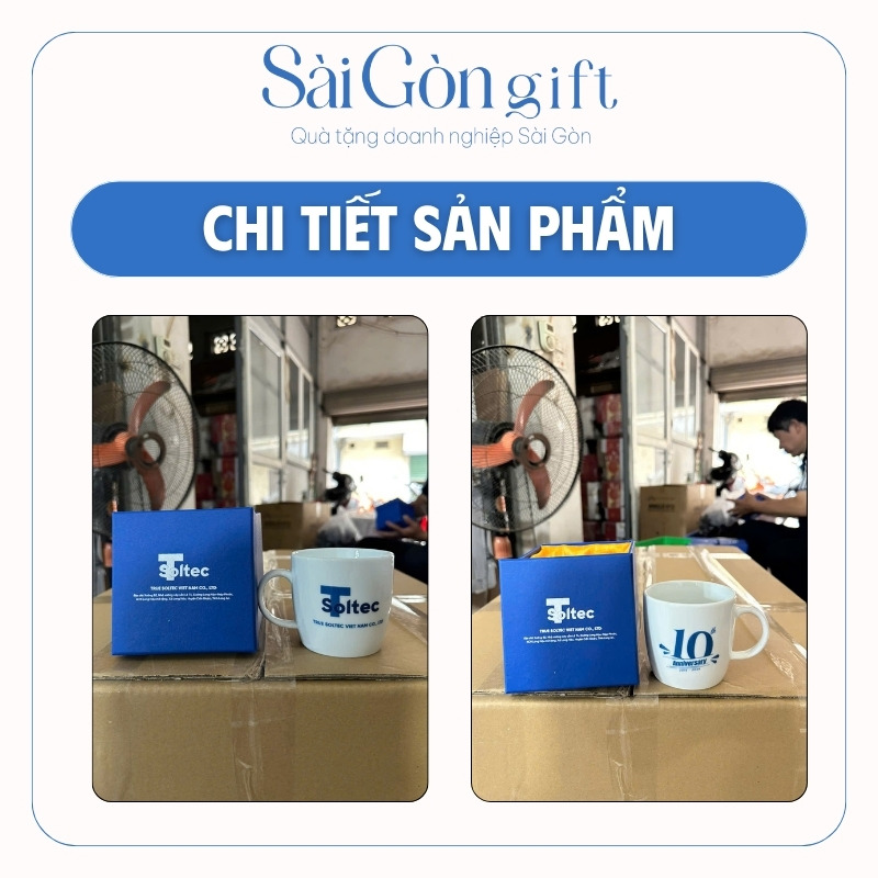 Ly Uống Nước Sứ Trắng Dáng Lùn In Logo Quà Tặng Kỷ Niệm SG-CS27