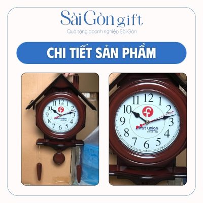 Đồng Hồ Treo Tường Màu Nâu Gỗ In Logo Quà Tặng Đối Tác SG-DH11