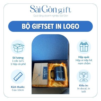 Bộ Quà Tặng Cốc Sứ Và Hộp Cà Phê Phin Giấy In Logo Quà Tặng Đối Tác SG-GS17