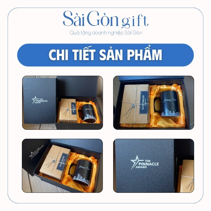 Bộ Quà Tặng Cốc Sứ Và Hộp Cà Phê Phin Giấy In Logo Quà Tặng Đối Tác SG-GS17