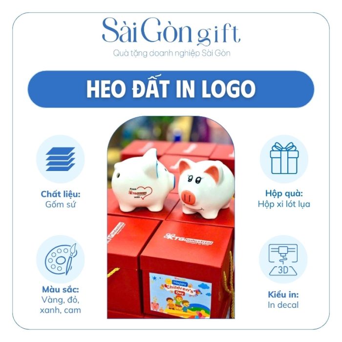 Heo Đất Tiết Kiệm Nhiều Màu In Logo Quà Tặng Khách Hàng SG-HD14