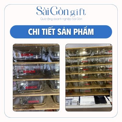 Hộp Đựng Cơm Thủy Tinh 2 Ngăn Kèm Muỗng Đũa In Logo Quà Tặng Văn Phòng SG-HC09