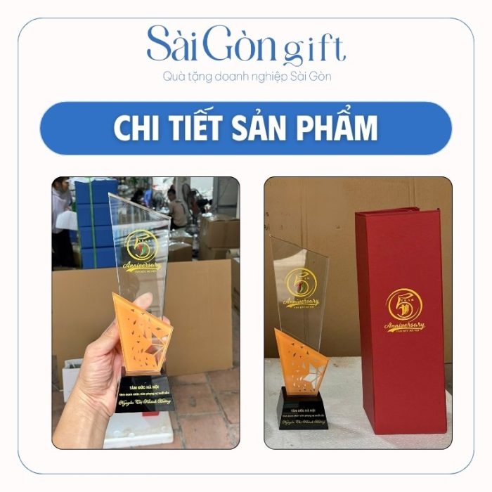 Kỷ Niệm Chương Pha Lê Vinh Danh In Logo Quà Tặng Nhân Viên SG-KNC15