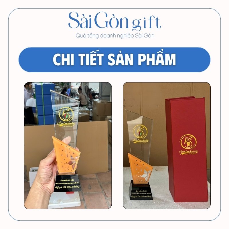 Kỷ Niệm Chương Pha Lê Vinh Danh In Logo Quà Tặng Nhân Viên SG-KNC15