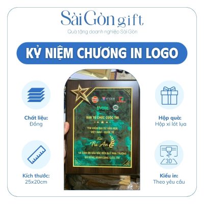 Kỷ Niệm Chương Tri Ân Gỗ Đồng In Logo Quà Tặng Đối Tác SG-KNC12