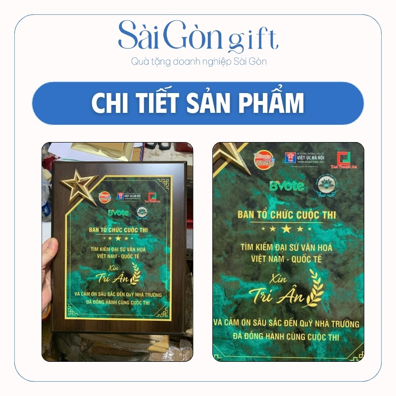 Kỷ Niệm Chương Tri Ân Gỗ Đồng In Logo Quà Tặng Đối Tác SG-KNC12