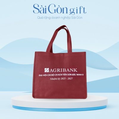 Túi Vải Canvas Màu Đỏ In Logo AGRIBANK Quà Tặng Đại Hội SG-TV15