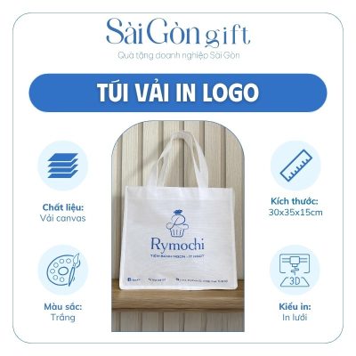 Túi Vải Trắng In Logo Tiệm Bánh Quà Tặng Nhân Viên SG-TV13