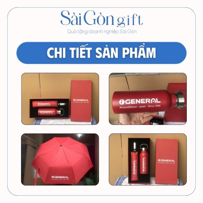 Bộ Quà Tặng Ô Dù & Bình Giữ Nhiệt In Logo Quà Tặng Đối Tác SG-GS18