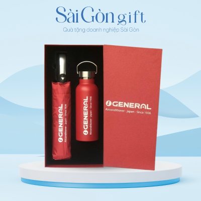 Bộ Quà Tặng Ô Dù & Bình Giữ Nhiệt In Logo Quà Tặng Đối Tác SG-GS18