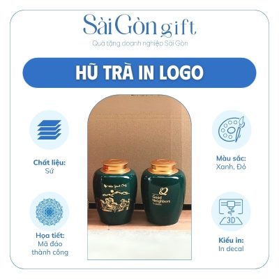 Lọ Đựng Trà Dáng Bí Men Màu Vẽ Hoa Văn Quà Tặng Đối Tác SG-HT08