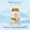 Hũ Đựng Trà Dáng Bí Vẽ Hoa Sen Nhiều Màu Quà Tặng Đại Hội SG-HT01