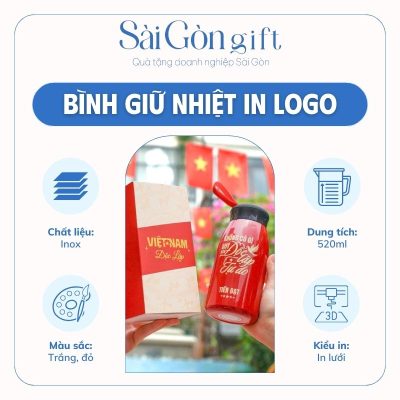 Bình Giữ Nhiệt Inox In Logo Quà Tặng Kỷ Niệm Ngày Quốc Khánh Việt Nam SG-BGN22