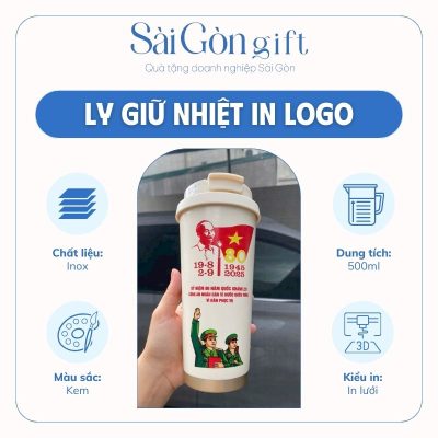 Cốc Giữ Nhiệt In Logo Quà Tặng Kỷ Niệm 80 Năm Quốc Khánh Việt Nam SG-LGN13