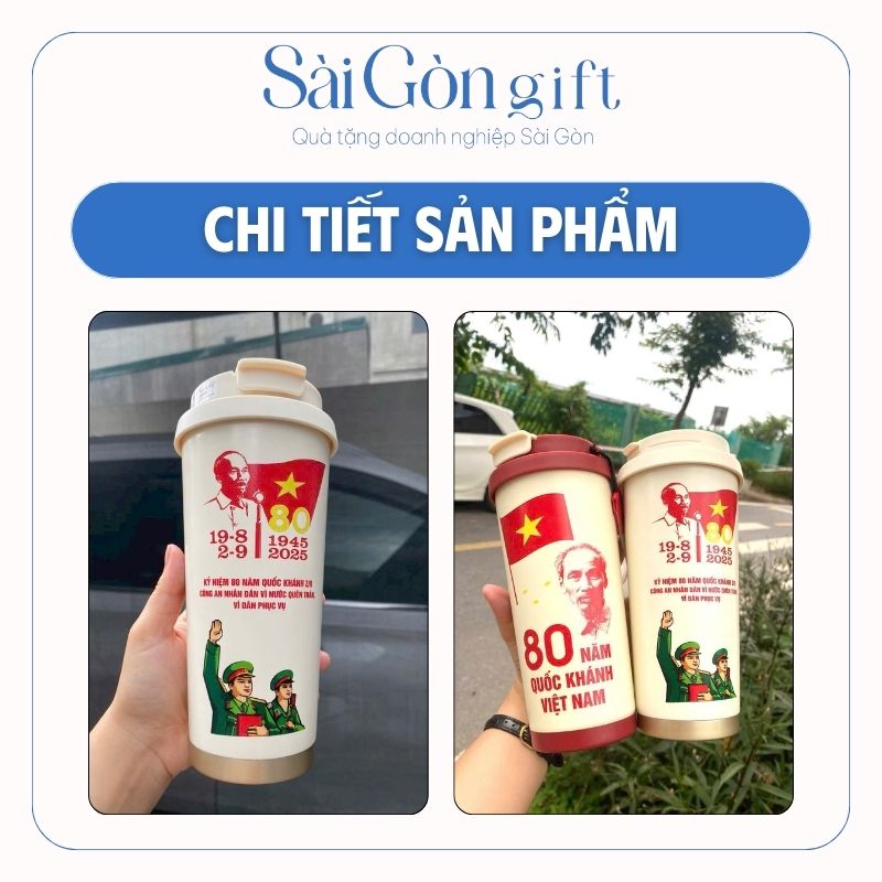 Cốc Giữ Nhiệt In Logo Quà Tặng Kỷ Niệm 80 Năm Quốc Khánh Việt Nam SG-LGN13