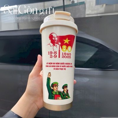 Cốc Giữ Nhiệt In Logo Quà Tặng Kỷ Niệm 80 Năm Quốc Khánh Việt Nam SG-LGN13