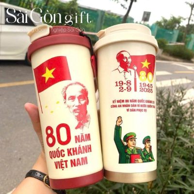 Cốc Giữ Nhiệt In Logo Quà Tặng Kỷ Niệm 80 Năm Quốc Khánh Việt Nam SG-LGN13