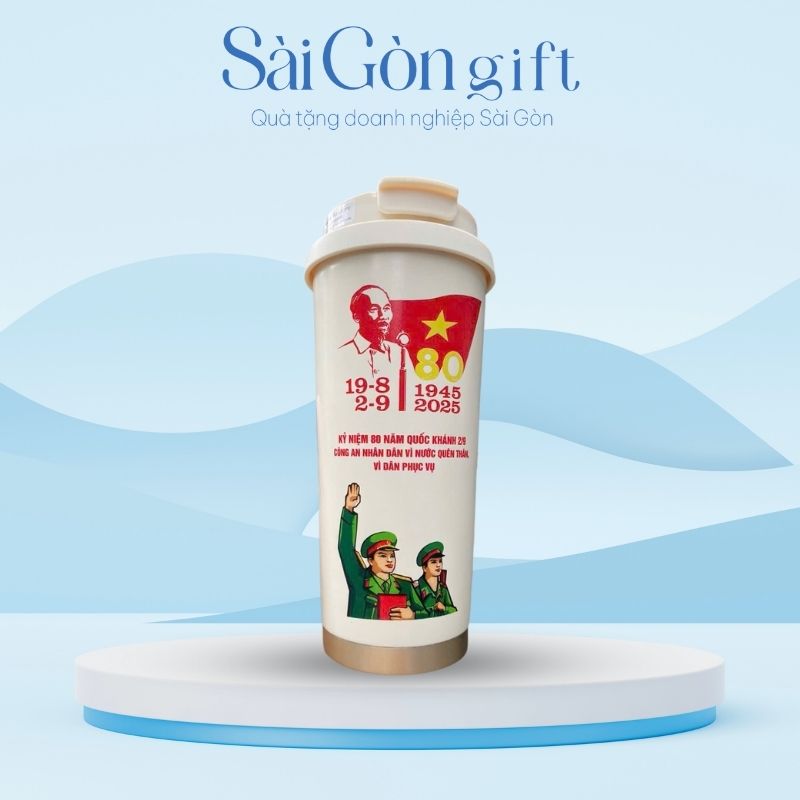 Cốc Giữ Nhiệt In Logo Quà Tặng Kỷ Niệm 80 Năm Quốc Khánh Việt Nam SG-LGN13