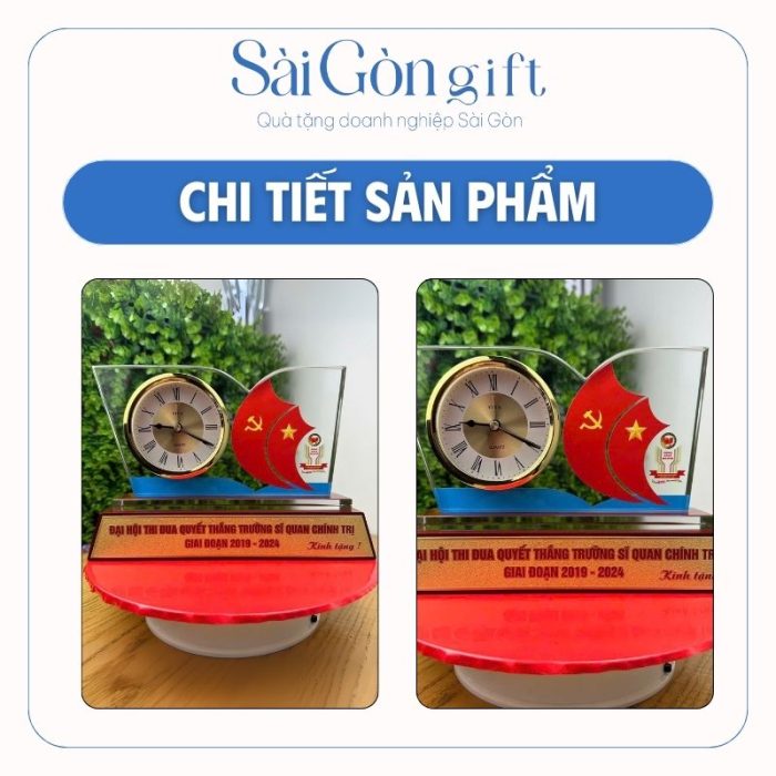 Đồng Hồ Pha Lê In Logo Quà Tặng Kỷ Niệm 80 Năm Quốc Khánh 2/9 SG-DH13
