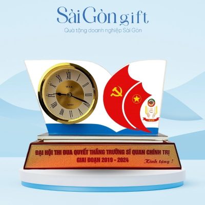 Đồng Hồ Pha Lê In Logo Quà Tặng Kỷ Niệm 80 Năm Quốc Khánh 2/9 SG-DH13