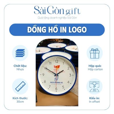 Đồng Hồ Treo Tường Hình Tròn In Logo Quà Tặng Kỷ Niệm Quốc Khánh Việt Nam 2/9 SG-DH12
