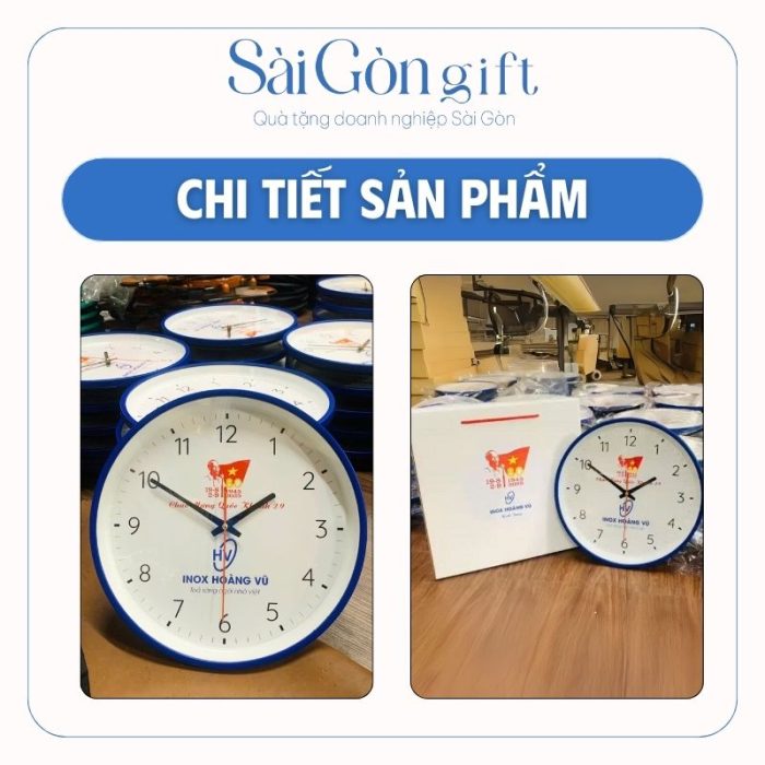 Đồng Hồ Treo Tường Hình Tròn In Logo Quà Tặng Kỷ Niệm Quốc Khánh Việt Nam 2/9 SG-DH12