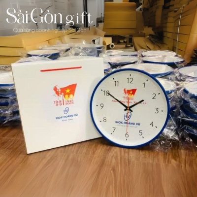 Đồng Hồ Treo Tường Hình Tròn In Logo Quà Tặng Kỷ Niệm Quốc Khánh Việt Nam 2/9 SG-DH12