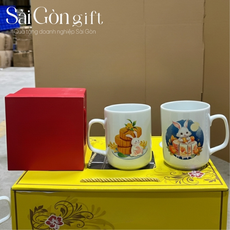 Cốc sứ trắng quà tặng trung thu