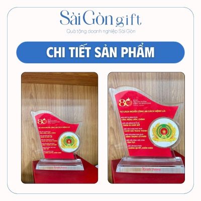 Kỷ Niệm Chương Pha Lê In Logo Quà Tặng Cán Bộ Dịp Kỷ Niệm 80 Năm Ngày Truyền Thống Công An Nhân Dân SG-KNC16
