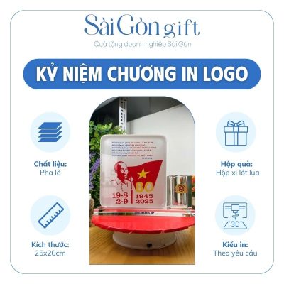 Kỷ Niệm Chương Pha Lê Quà Tặng Kỷ Niệm 80 Năm Quốc Khánh Nước Việt Nam SG-KNC18