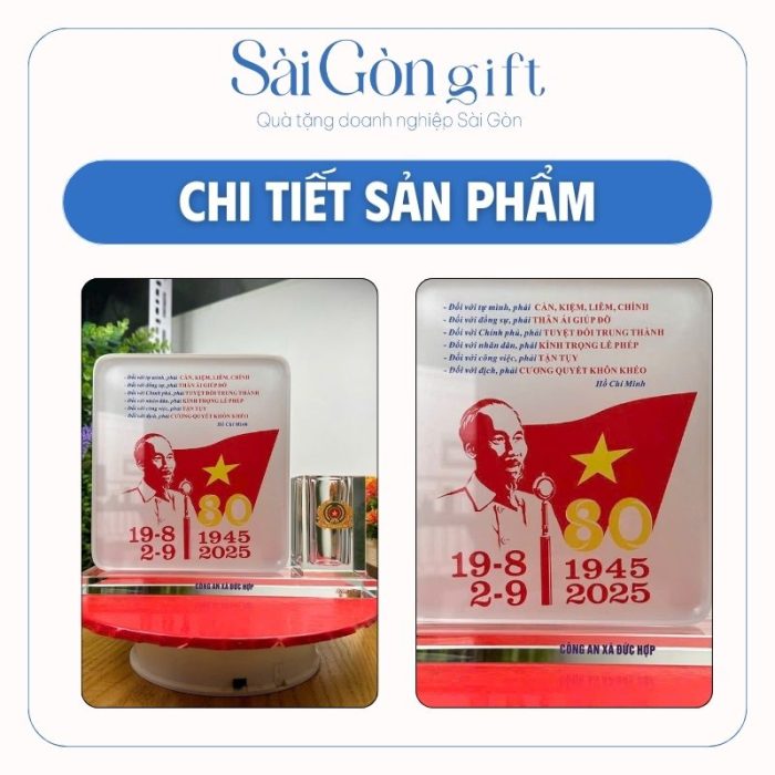 Kỷ Niệm Chương Pha Lê Quà Tặng Kỷ Niệm 80 Năm Quốc Khánh Nước Việt Nam SG-KNC18