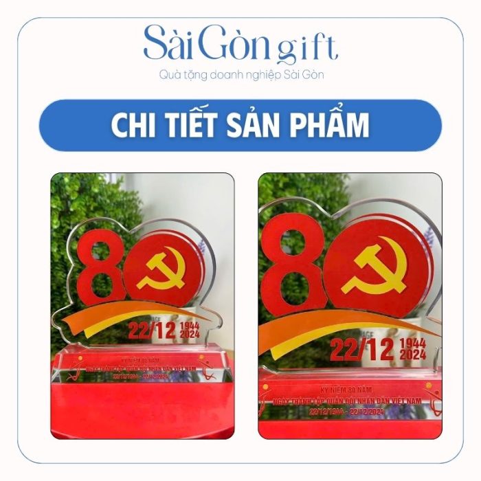 Cúp Pha Lê Quà Tặng Kỷ Niệm 80 Năm Thành Lập Quân Đội Nhân Dân Việt Nam SG-KNC19