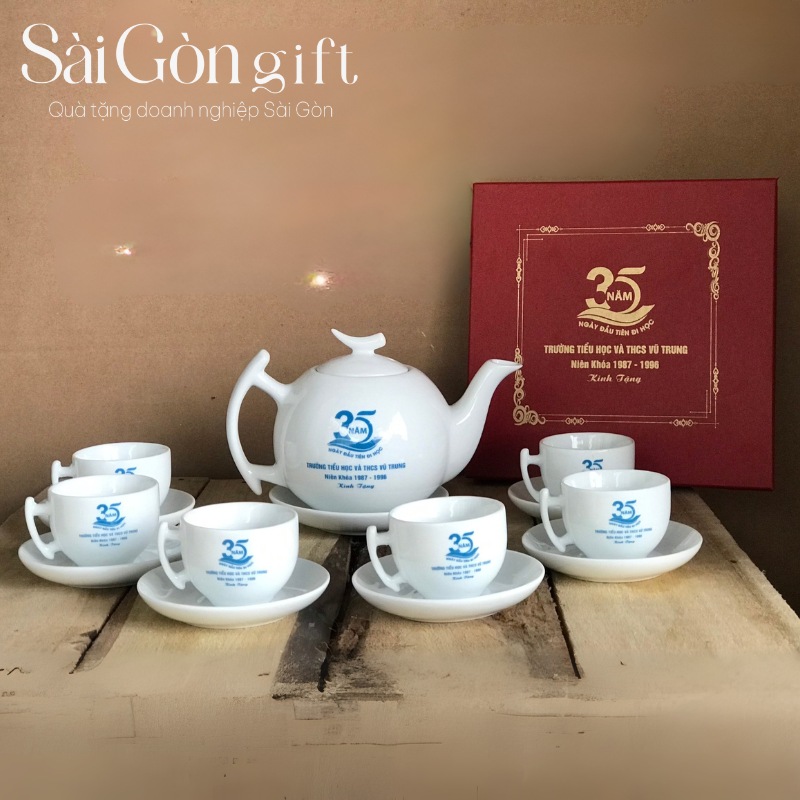 Bộ ấm chén quà tặng in logo
