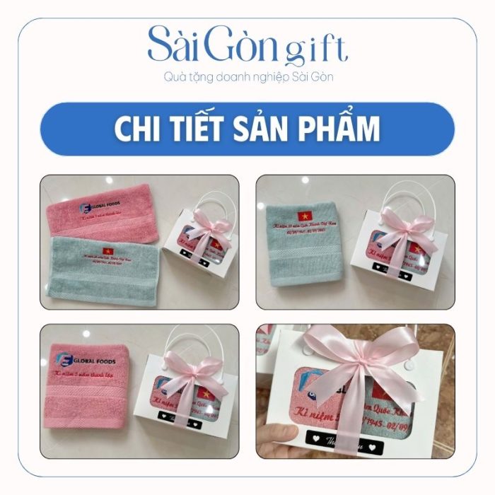 Set Khăn Bông Thêu Logo Quà Tặng Kỷ Niệm 80 Năm Ngày Quốc Khánh Việt Nam SG-KB08