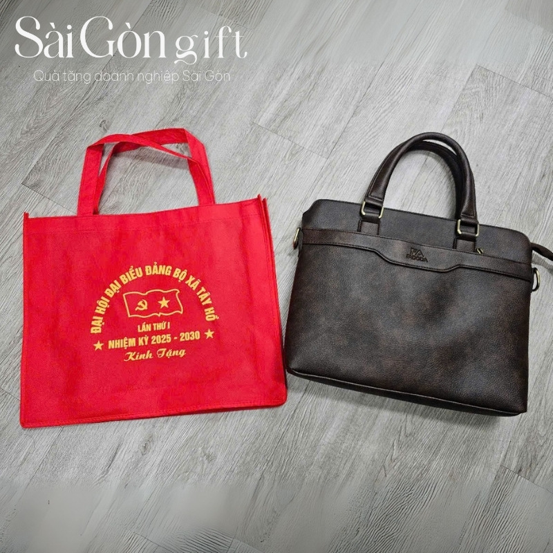 Cặp da quà tặng in logo