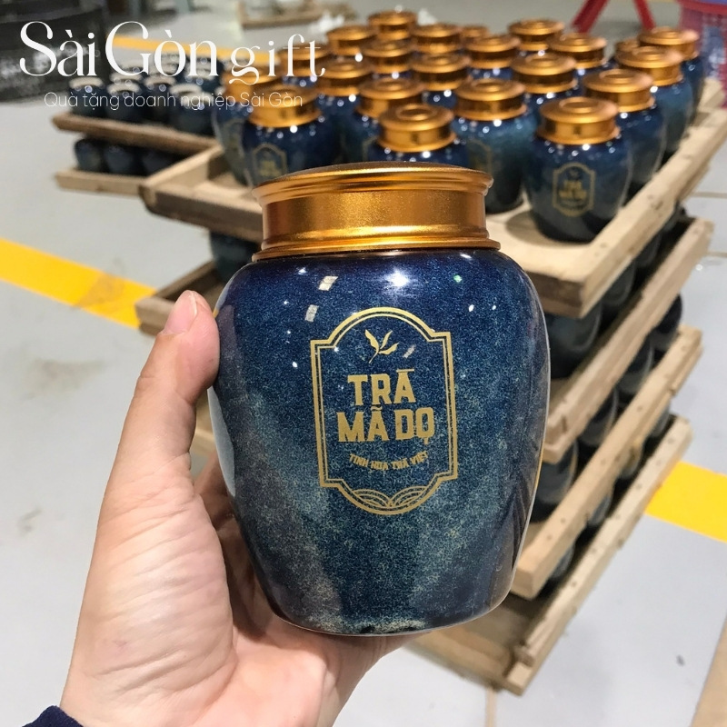 Hũ đựng trà quà tặng in logo