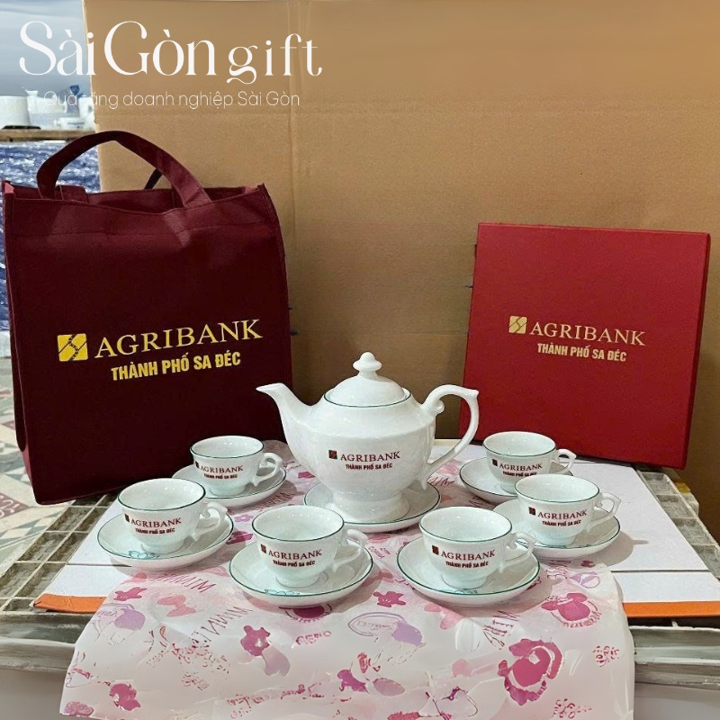 Bộ ấm chén quà tặng in logo